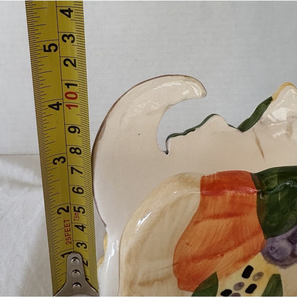 Thanksgiving Theme/ Fall Ceramic Cornucopia Napkin Holder Fruits and Vegetables - Picture 6 of 14